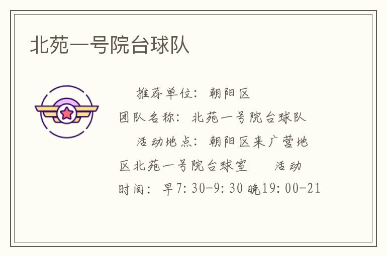 北苑一號院臺球隊(duì)