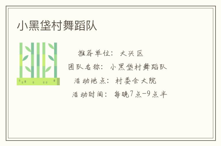 小黑垡村舞蹈隊(duì)