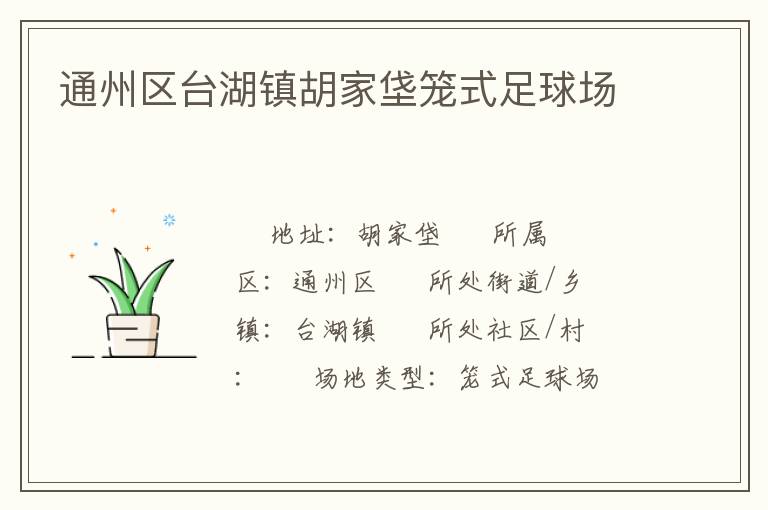 通州區(qū)臺(tái)湖鎮(zhèn)胡家垡籠式足球場