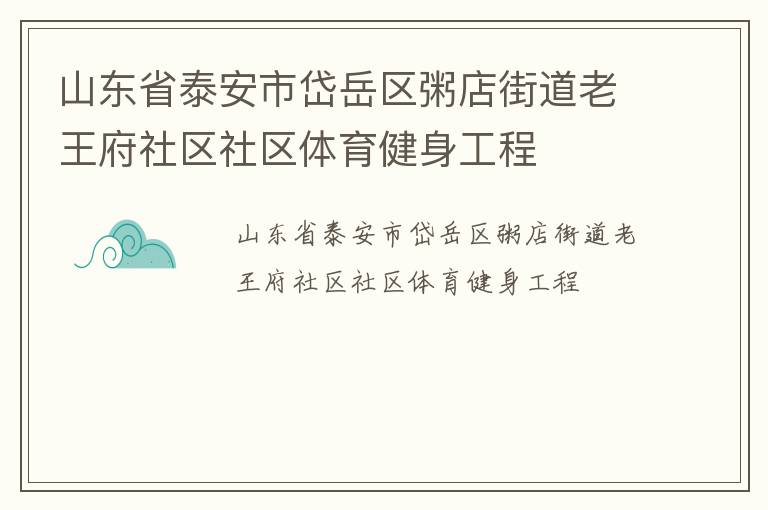 山東省泰安市岱岳區(qū)粥店街道老王府社區(qū)社區(qū)體育健身工程