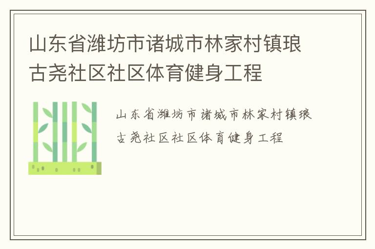 山東省濰坊市諸城市林家村鎮(zhèn)瑯古堯社區(qū)社區(qū)體育健身工程