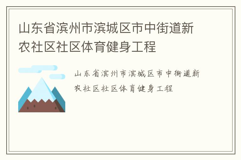 山東省濱州市濱城區(qū)市中街道新農社區(qū)社區(qū)體育健身工程