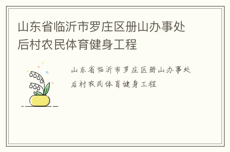 山東省臨沂市羅莊區(qū)冊(cè)山辦事處后村農(nóng)民體育健身工程