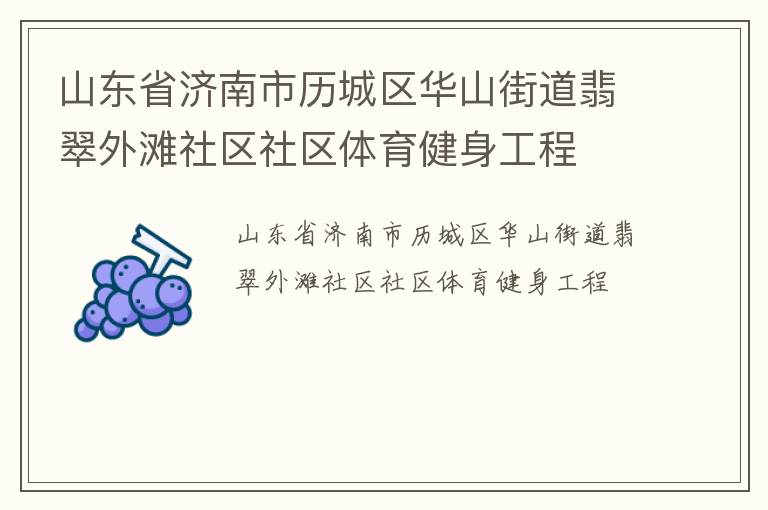 山東省濟(jì)南市歷城區(qū)華山街道翡翠外灘社區(qū)社區(qū)體育健身工程