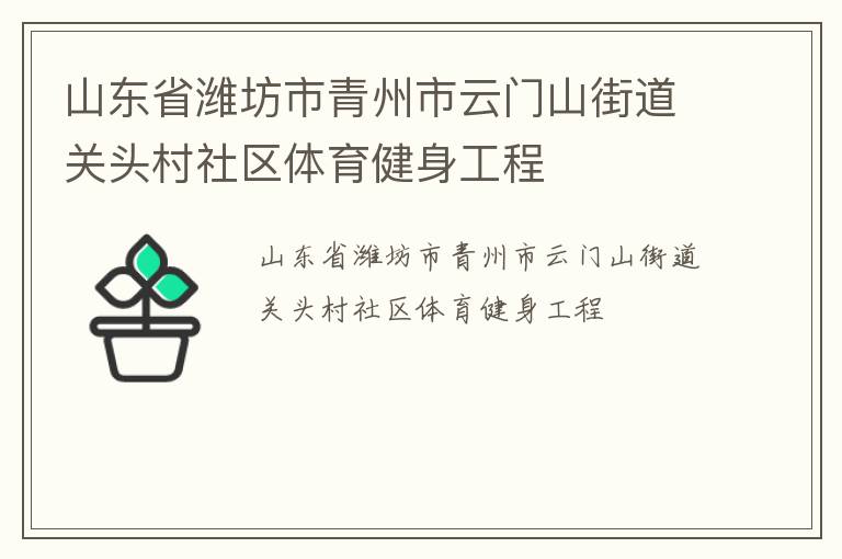 山東省濰坊市青州市云門山街道關頭村社區(qū)體育健身工程