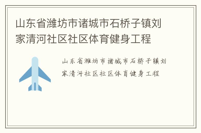 山東省濰坊市諸城市石橋子鎮(zhèn)劉家清河社區(qū)社區(qū)體育健身工程