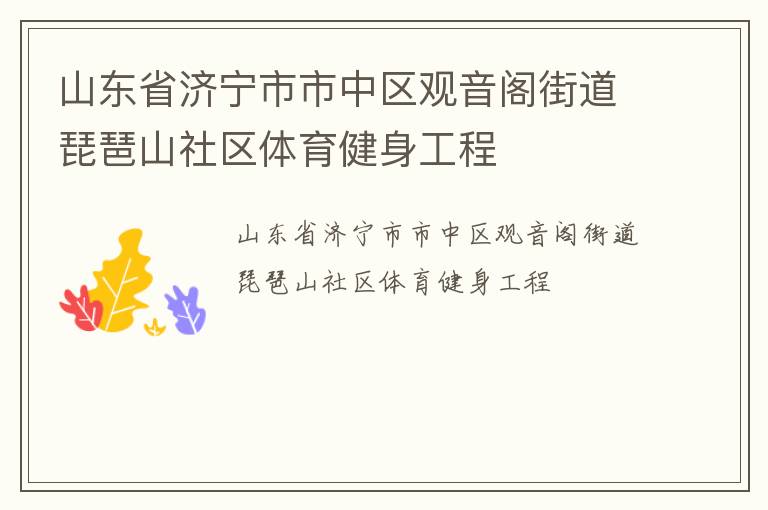 山東省濟(jì)寧市市中區(qū)觀音閣街道琵琶山社區(qū)體育健身工程