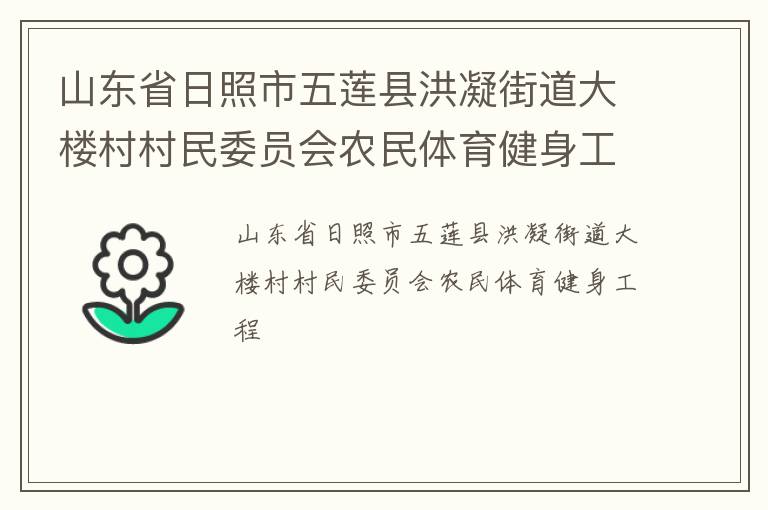山東省日照市五蓮縣洪凝街道大樓村村民委員會(huì)農(nóng)民體育健身工程