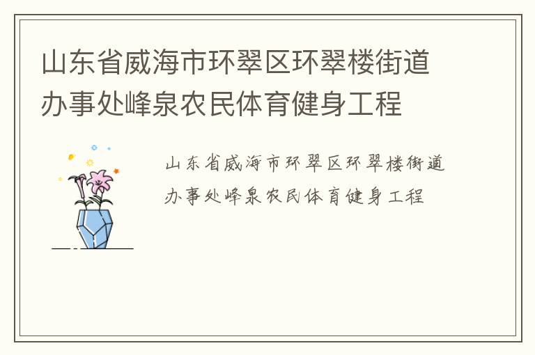 山東省威海市環(huán)翠區(qū)環(huán)翠樓街道辦事處峰泉農(nóng)民體育健身工程