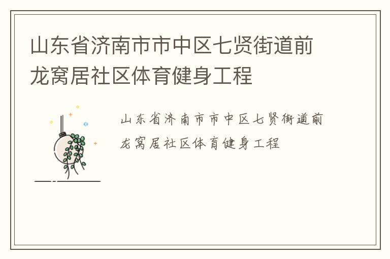 山東省濟南市市中區(qū)七賢街道前龍窩居社區(qū)體育健身工程