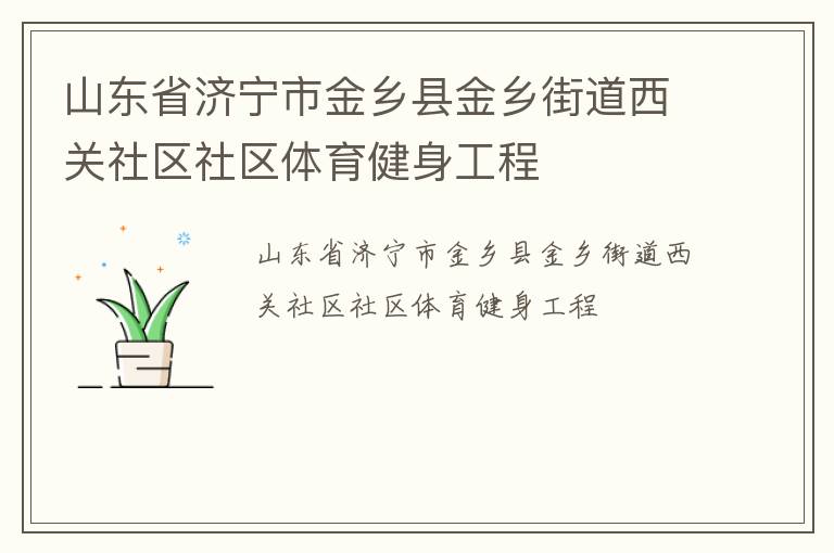 山東省濟(jì)寧市金鄉(xiāng)縣金鄉(xiāng)街道西關(guān)社區(qū)社區(qū)體育健身工程