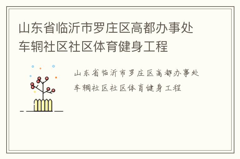 山東省臨沂市羅莊區(qū)高都辦事處車輞社區(qū)社區(qū)體育健身工程