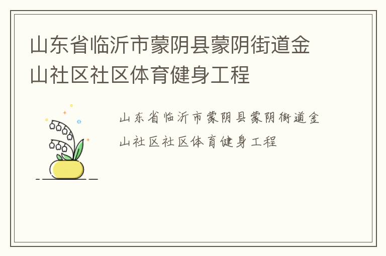 山東省臨沂市蒙陰縣蒙陰街道金山社區(qū)社區(qū)體育健身工程