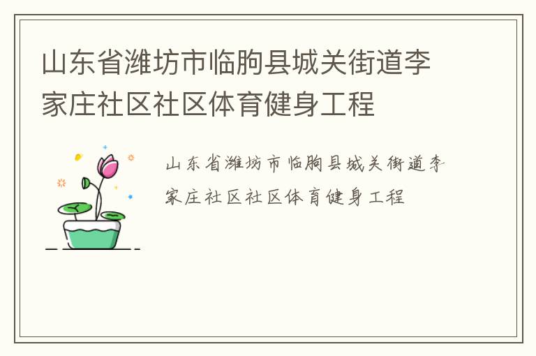 山東省濰坊市臨朐縣城關(guān)街道李家莊社區(qū)社區(qū)體育健身工程