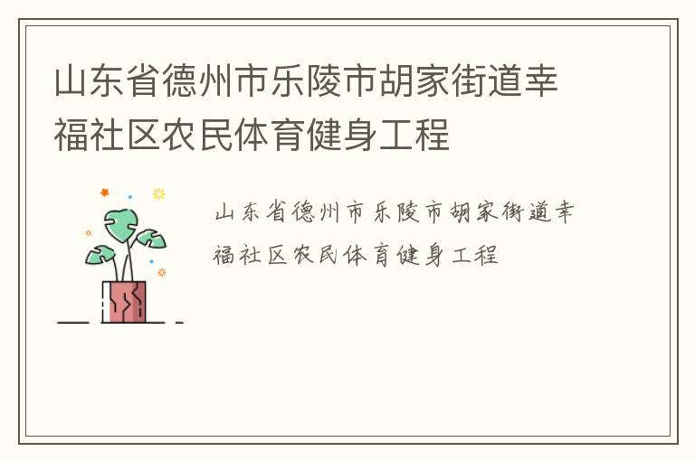 山東省德州市樂陵市胡家街道幸福社區(qū)農(nóng)民體育健身工程