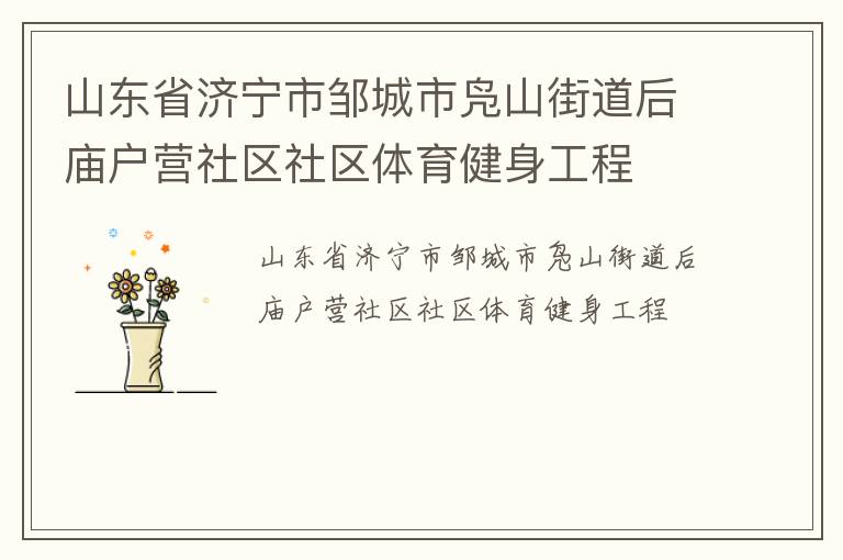 山東省濟(jì)寧市鄒城市鳧山街道后廟戶營社區(qū)社區(qū)體育健身工程