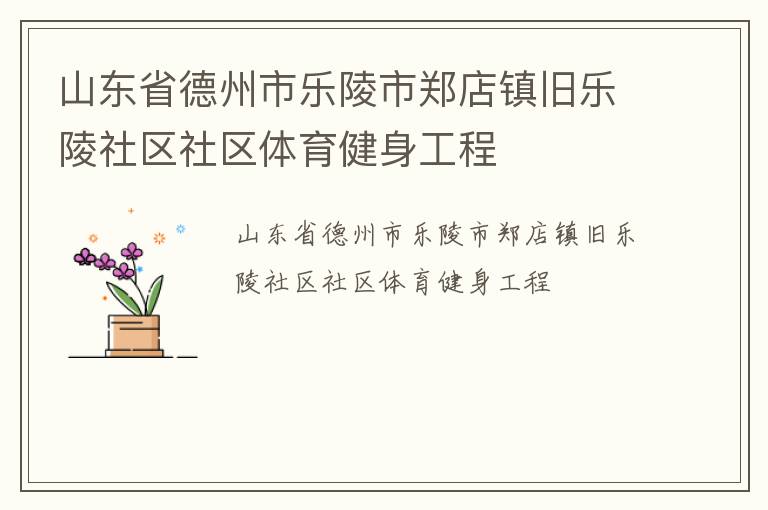 山東省德州市樂(lè)陵市鄭店鎮(zhèn)舊樂(lè)陵社區(qū)社區(qū)體育健身工程