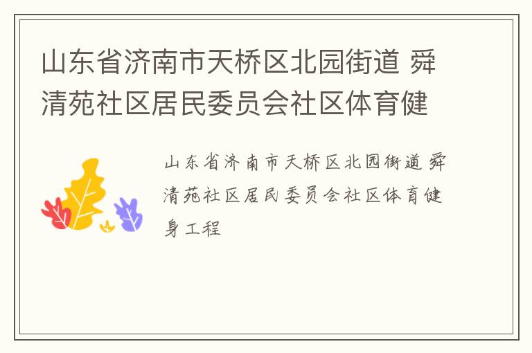 山東省濟(jì)南市天橋區(qū)北園街道 舜清苑社區(qū)居民委員會(huì)社區(qū)體育健身工程