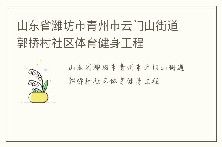 山東省濰坊市青州市云門山街道郭橋村社區(qū)體育健身工程