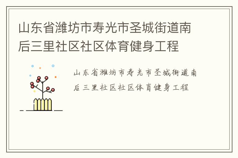 山東省濰坊市壽光市圣城街道南后三里社區(qū)社區(qū)體育健身工程