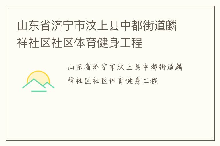 山東省濟(jì)寧市汶上縣中都街道麟祥社區(qū)社區(qū)體育健身工程