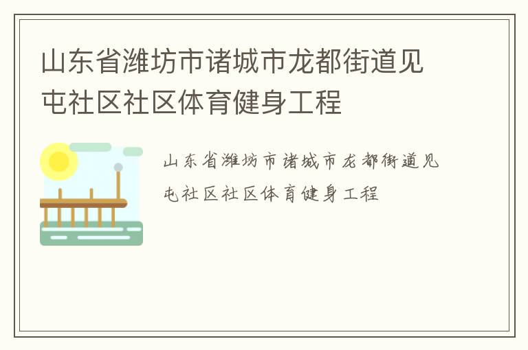 山東省濰坊市諸城市龍都街道見(jiàn)屯社區(qū)社區(qū)體育健身工程