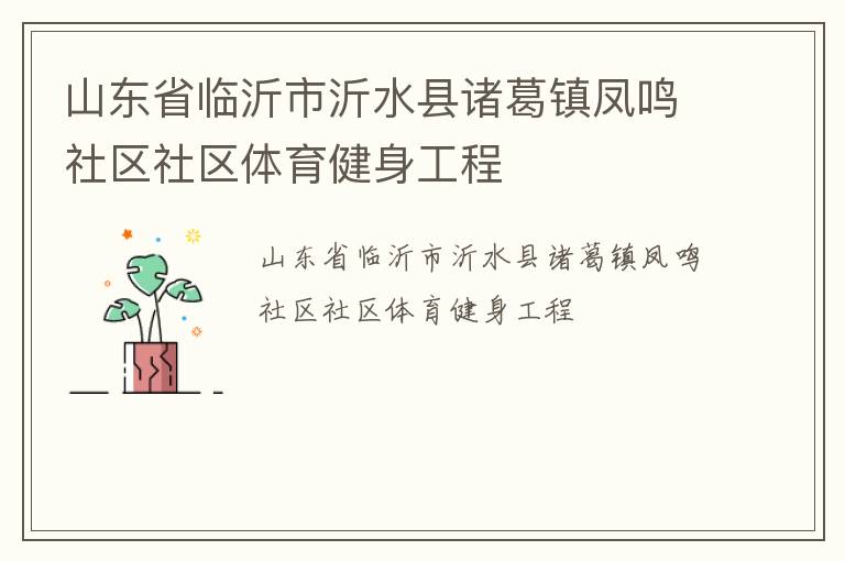 山東省臨沂市沂水縣諸葛鎮(zhèn)鳳鳴社區(qū)社區(qū)體育健身工程