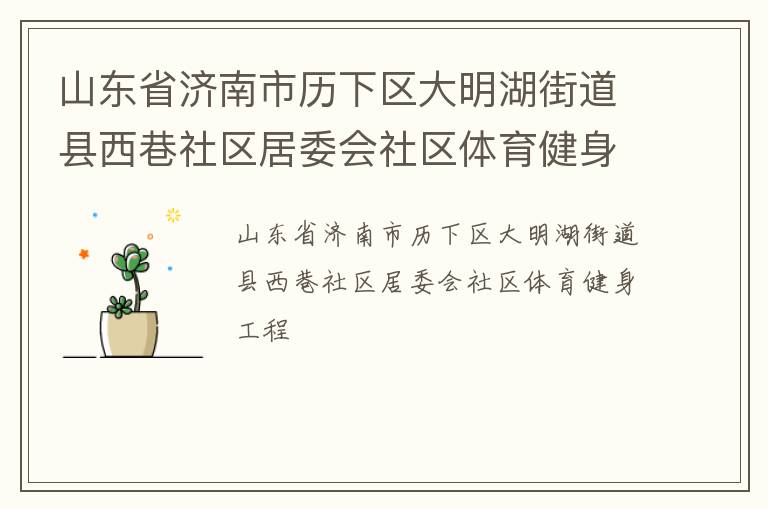山東省濟南市歷下區(qū)大明湖街道縣西巷社區(qū)居委會社區(qū)體育健身工程