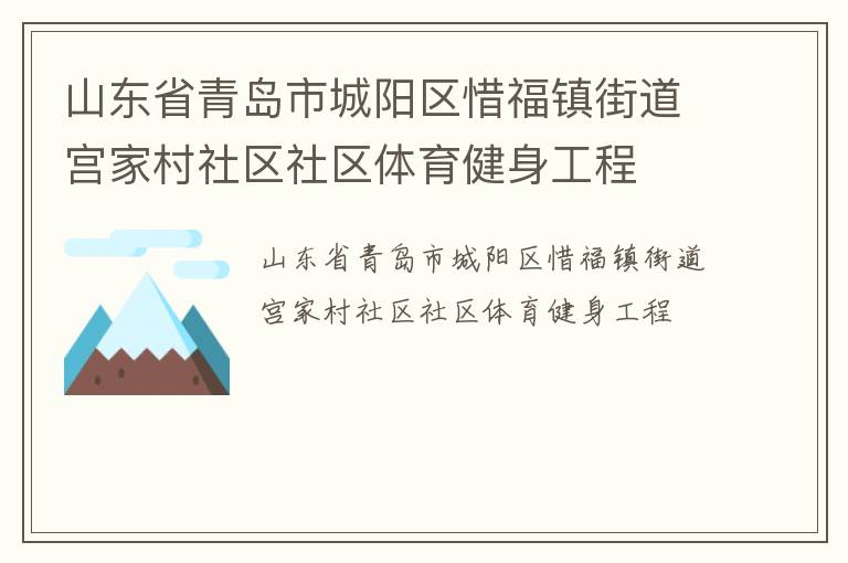 山東省青島市城陽區(qū)惜福鎮(zhèn)街道宮家村社區(qū)社區(qū)體育健身工程