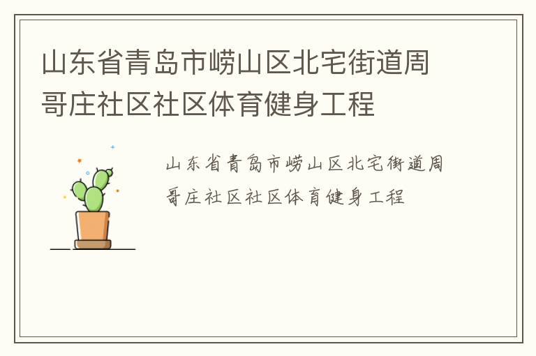 山東省青島市嶗山區(qū)北宅街道周哥莊社區(qū)社區(qū)體育健身工程