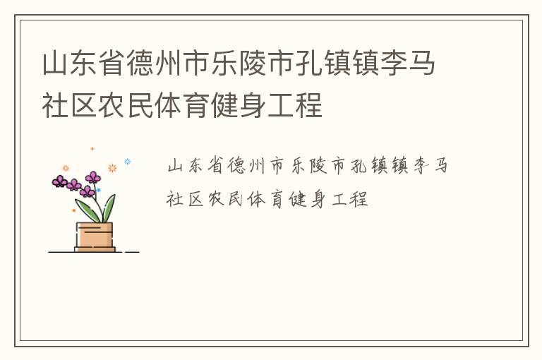 山東省德州市樂陵市孔鎮(zhèn)鎮(zhèn)李馬社區(qū)農(nóng)民體育健身工程