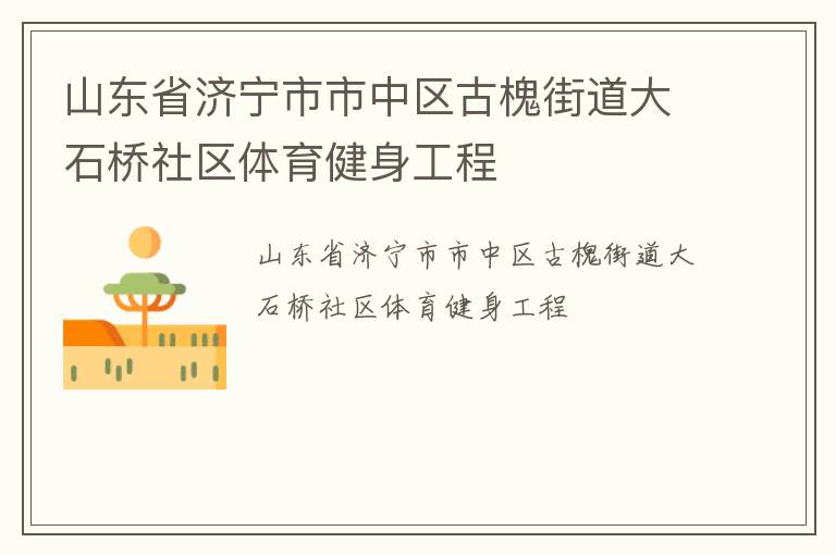 山東省濟寧市市中區(qū)古槐街道大石橋社區(qū)體育健身工程