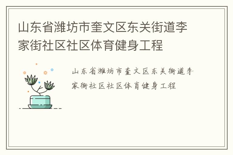 山東省濰坊市奎文區(qū)東關(guān)街道李家街社區(qū)社區(qū)體育健身工程