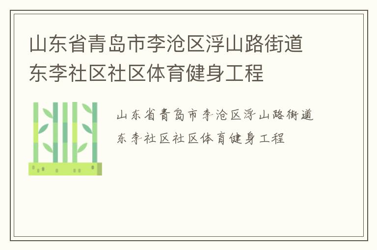 山東省青島市李滄區(qū)浮山路街道東李社區(qū)社區(qū)體育健身工程