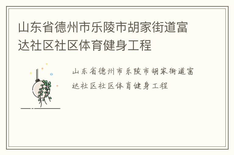 山東省德州市樂陵市胡家街道富達(dá)社區(qū)社區(qū)體育健身工程