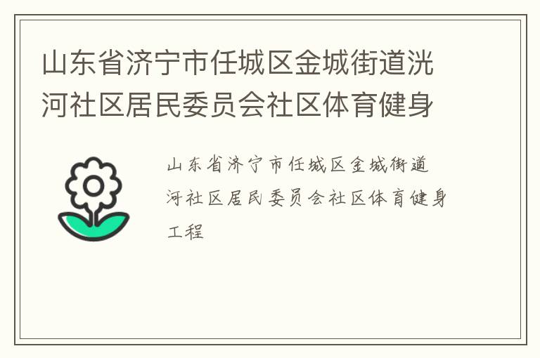 山東省濟寧市任城區(qū)金城街道洸河社區(qū)居民委員會社區(qū)體育健身工程