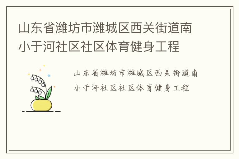 山東省濰坊市濰城區(qū)西關(guān)街道南小于河社區(qū)社區(qū)體育健身工程