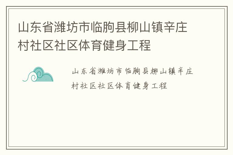 山東省濰坊市臨朐縣柳山鎮(zhèn)辛莊村社區(qū)社區(qū)體育健身工程