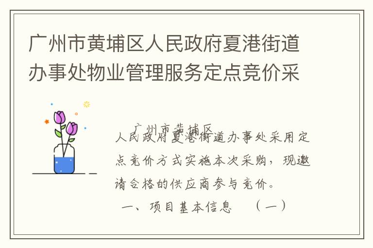 廣州市黃埔區(qū)人民政府夏港街道辦事處物業(yè)管理服務定點競價采購公告